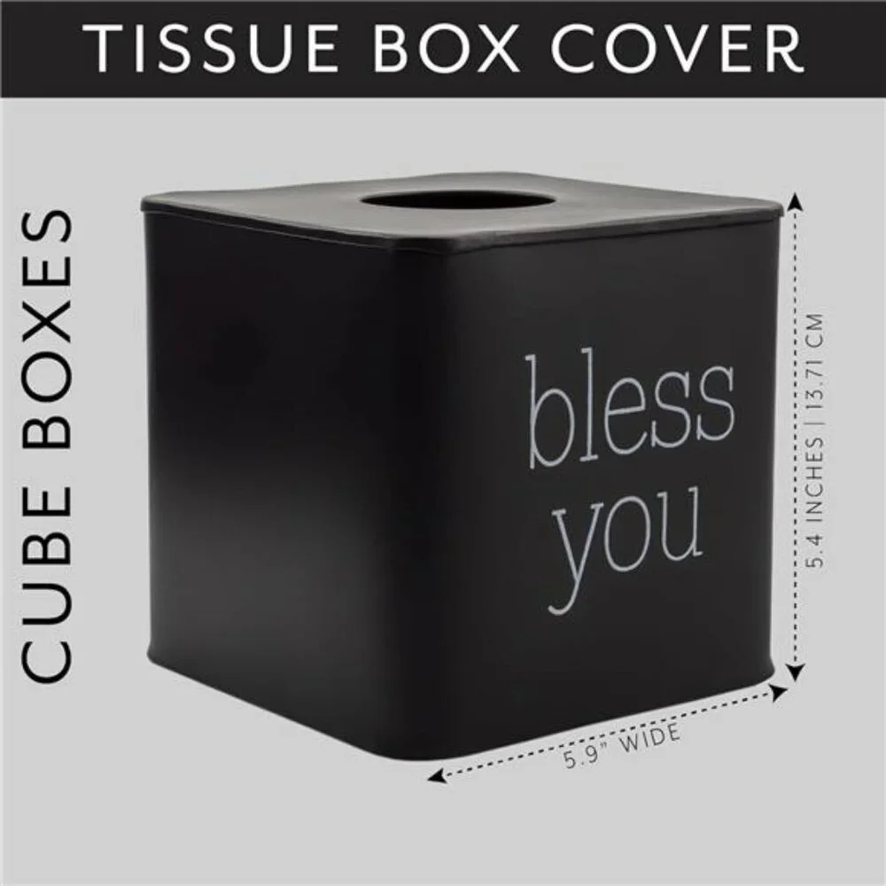 Black metal square tissue box cover cube tissue holder for bathroom bedroom offi